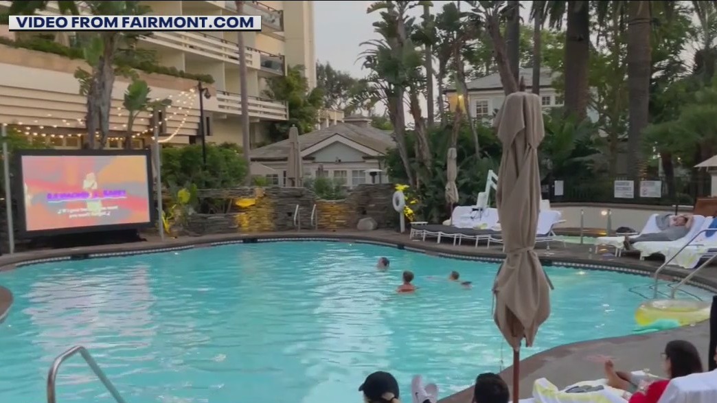 Poolside dinner and a movie for the whole family