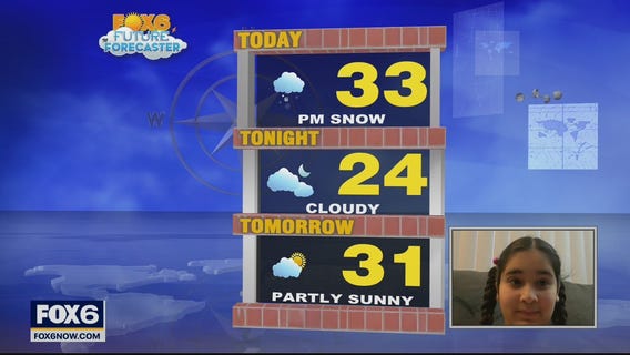 10-year-old Malak helps with the weather