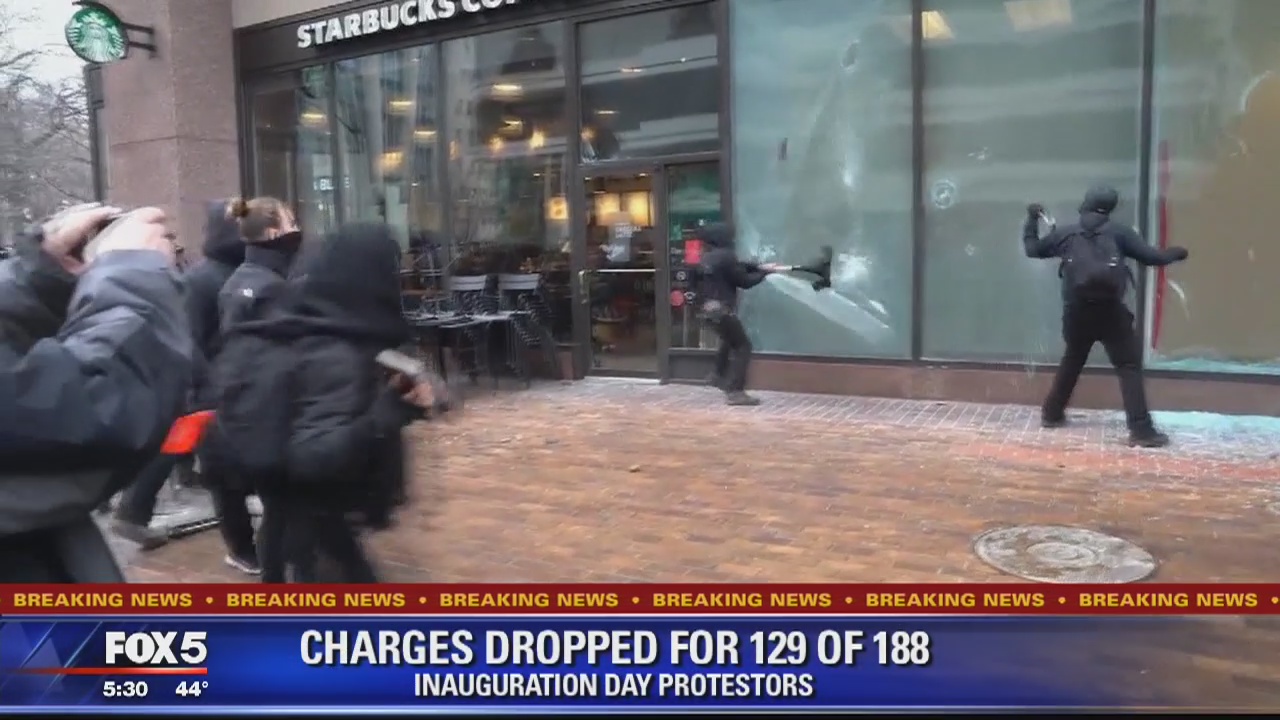 Inauguration Day rioting charges against 129 people dropped