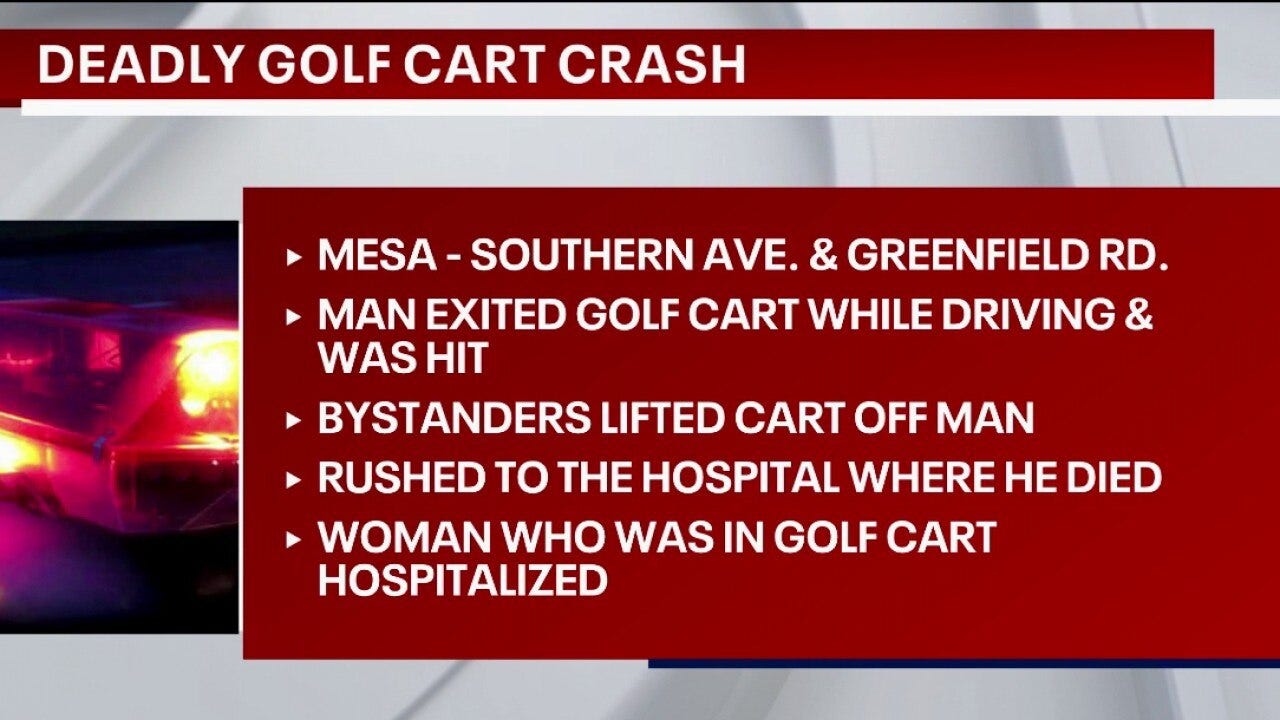 Man dead after being struck by a golf cart in Mesa