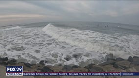 Rip current warnings in place, due to heavy surf at Jersey shore