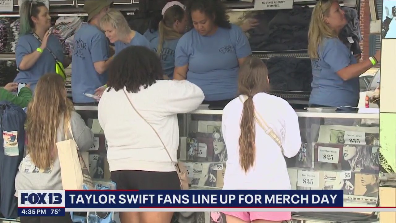 Taylor Swift fans line up for hours to get merchandise