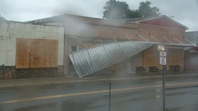 Hurricane Idalia rips awning off building