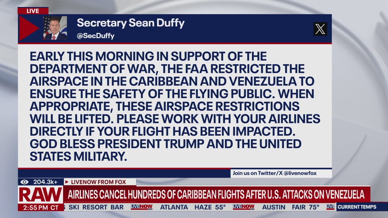Flights to Caribbean canceled after US strikes