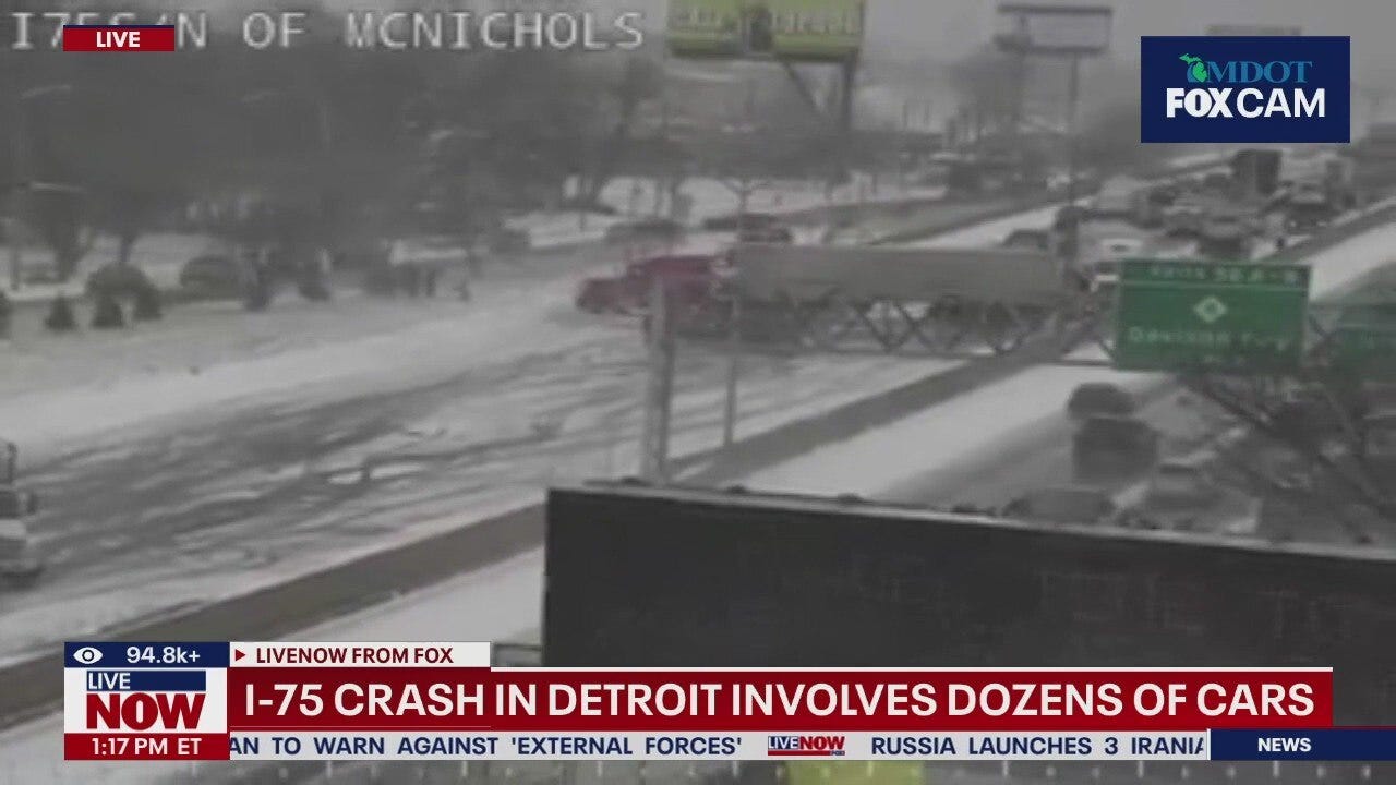 Winter weather wreaks havoc on Detroit highway