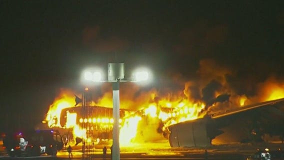Japan Airlines plane catches fire