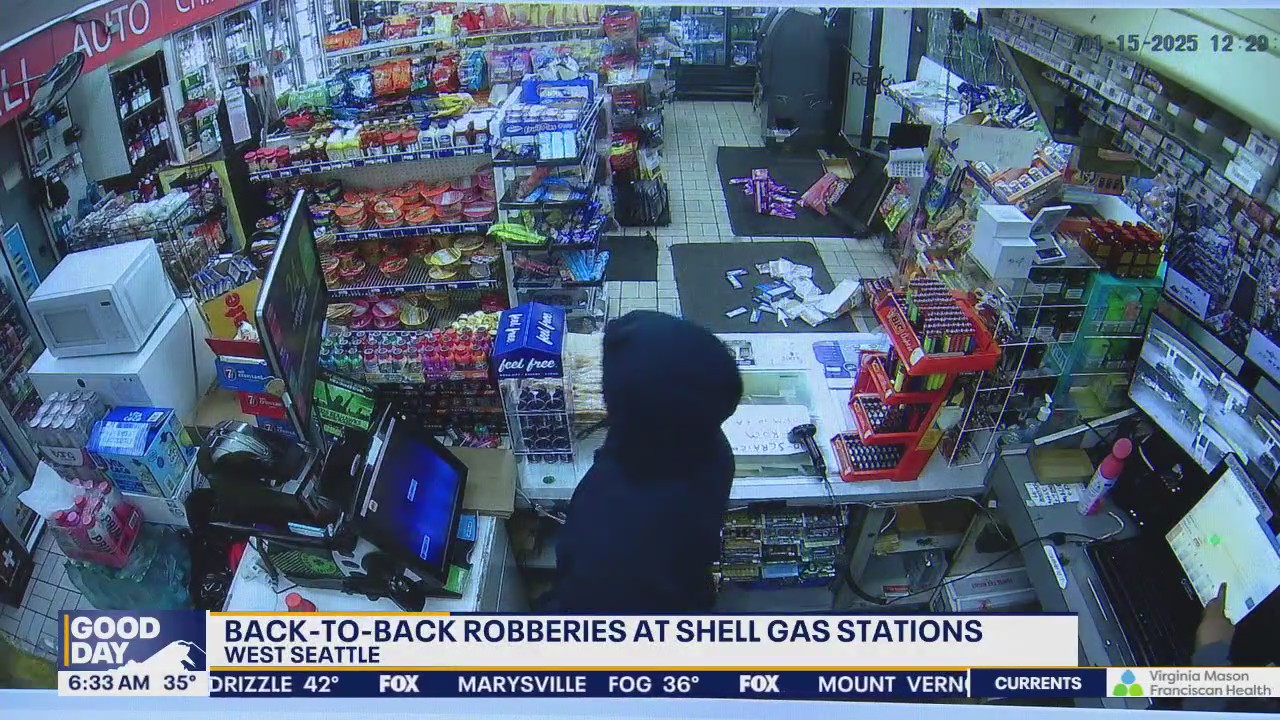 Back-to-back robberies at Shell gas stations in Seattle | FOX 13 Seattle