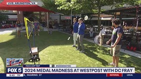 Steve and Tucker play badminton with the DC Fray