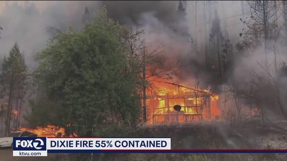Dixie Fire now 55% contained, blaze still raging in Plumas and Lassen Counties