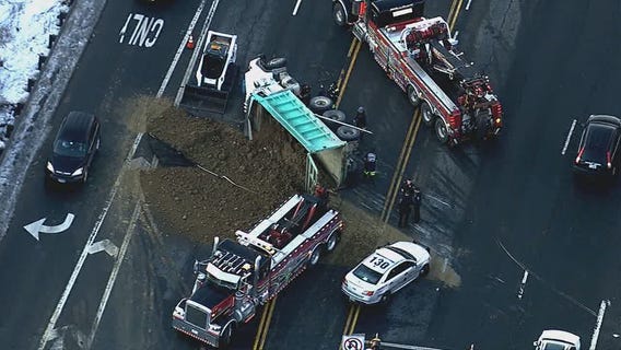 Dump truck overturns in Montgomery County