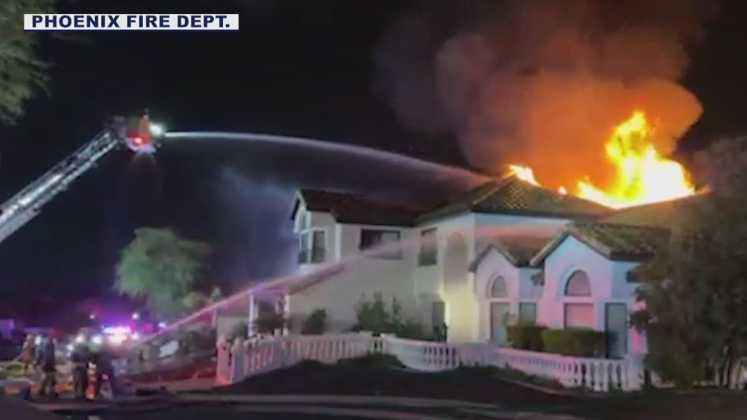 Roof collapses during Phoenix house fire