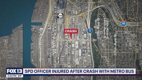 Seattle officer injured in crash with Metro bus