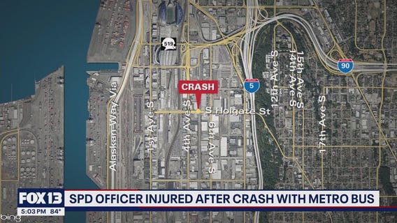 Seattle officer injured in crash with Metro bus