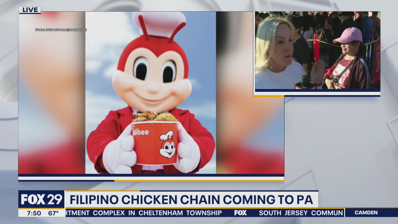Excited diners line up in Northeast Philadelphia for the Jollibee grand opening