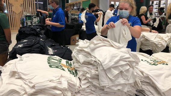 Fans grab Bucks championship gear at Deer District Pro Shop