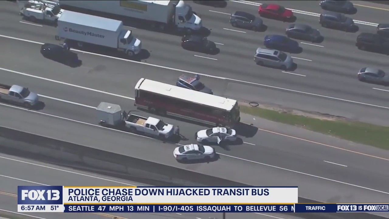 Police chase down hijacked bus in Atlanta