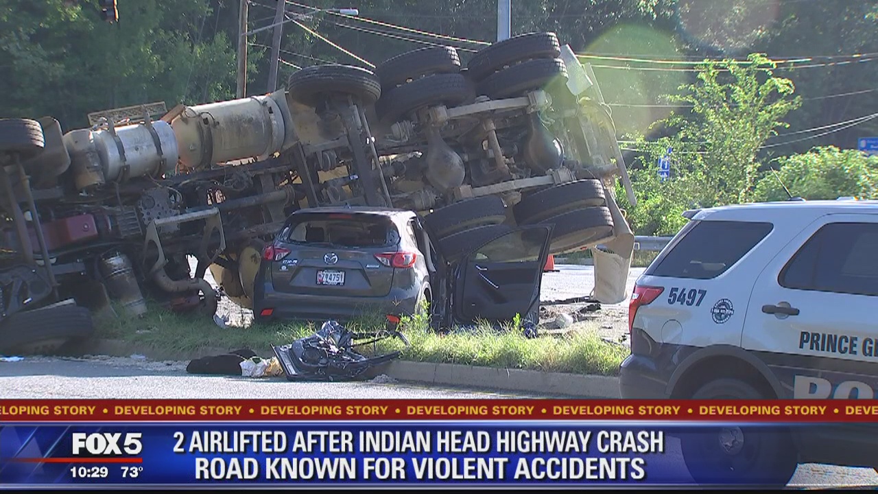 Violent crash on Indian Head Highway in Prince George?s County; 2 hospitalized