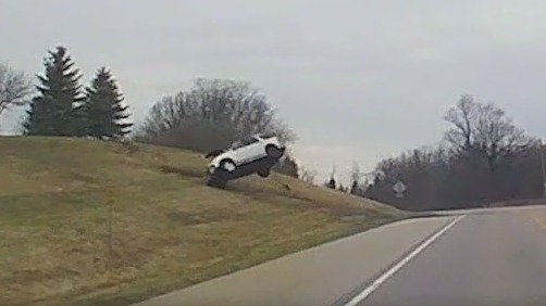 CRASH VIDEO: Suburban Chicago rollover crash caught on video