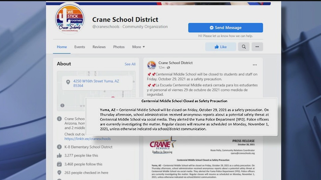 Yuma school closed after threats were made online
