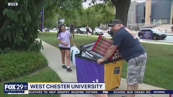 First-year students are checking in at West Chester University