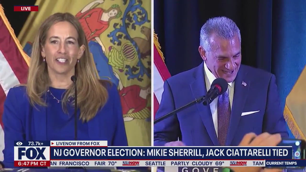 NJ Governor race: Sherrill, Ciattarelli tied