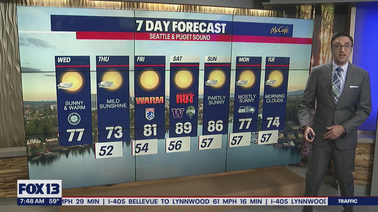 When will fall weather arrive in the Puget Sound area?