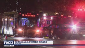 Bus crash snarls traffic in SODO