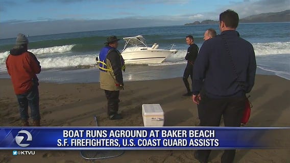Boat runs aground at Baker Beach, SFFD and U.S. Coast Guard assists in rescue