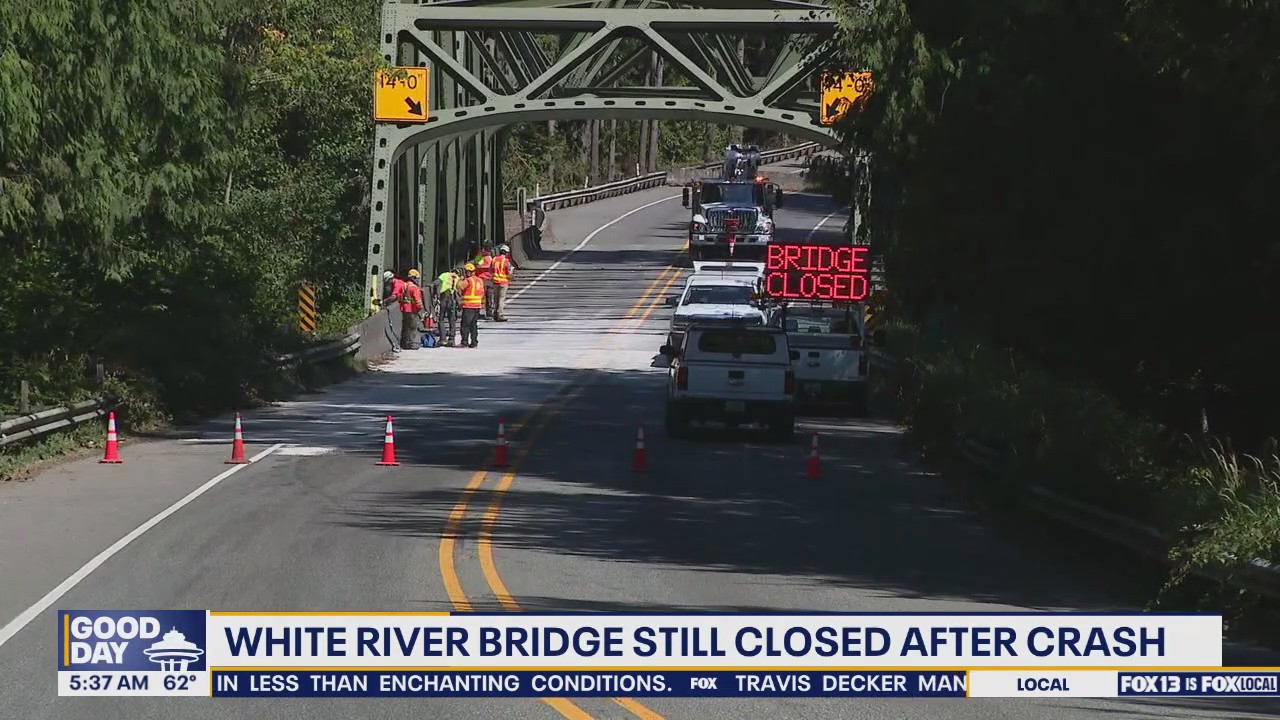 White River Bridge near Enumclaw, WA still closed after crash
