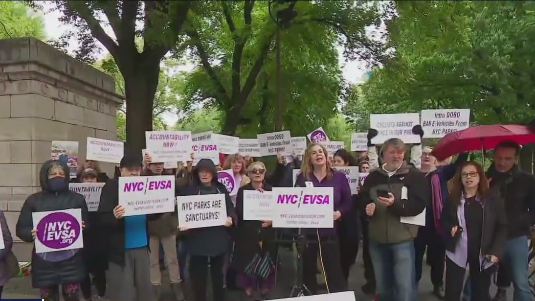 Rally to ban e-bikes in NYC parks and greenways