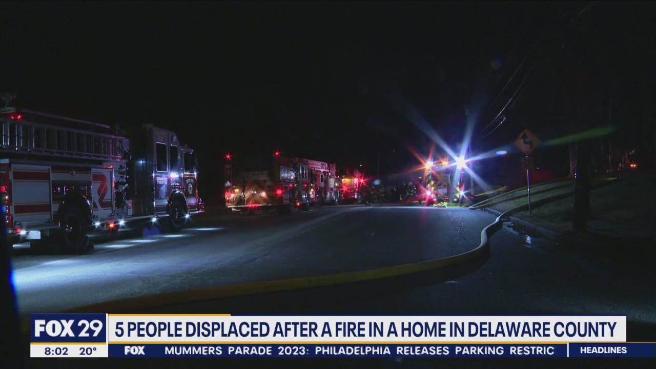 5 people displaced after fire rips through home in Delaware County