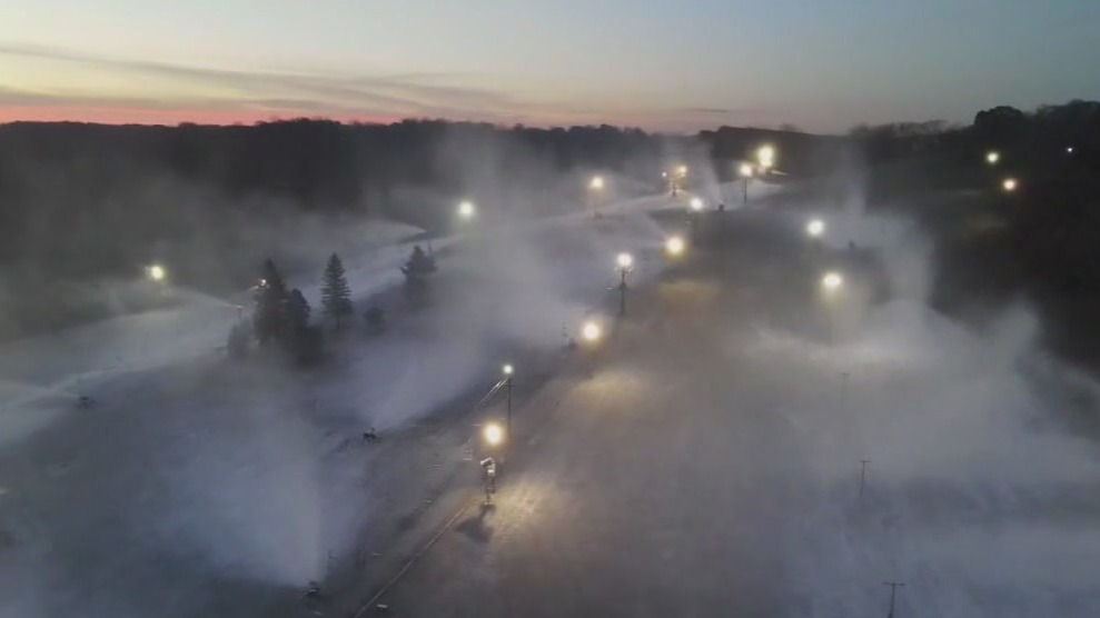 Ski hills making snow despite a warm winter