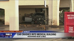 Driver dies after crashing car into building along Woodward Ave in Berkley