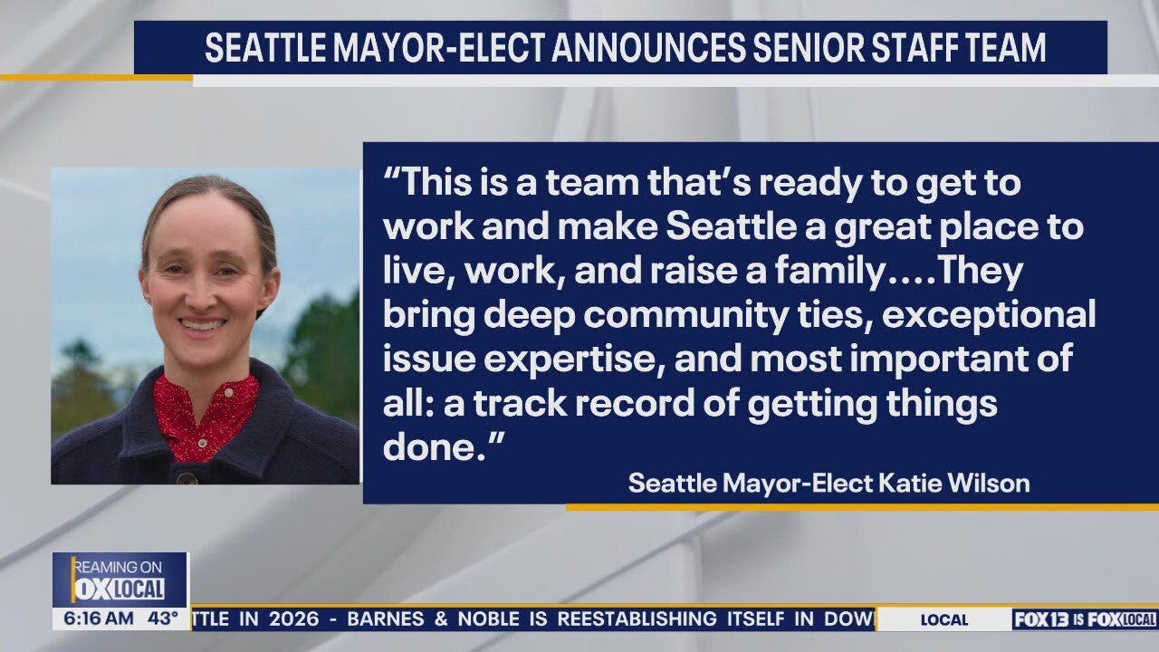 Seattle mayor-elect Katie Wilson announces senior staff team