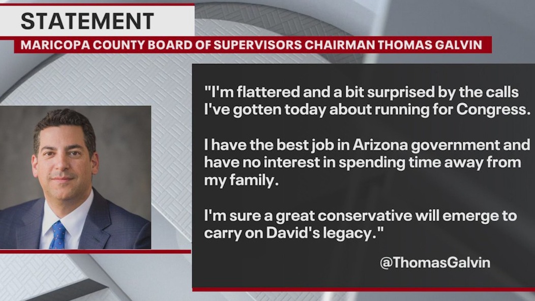 Maricopa Co. Supervisor Thomas Galvin declines congressional bid