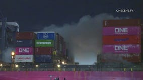 Cargo ship fire at Port of LA