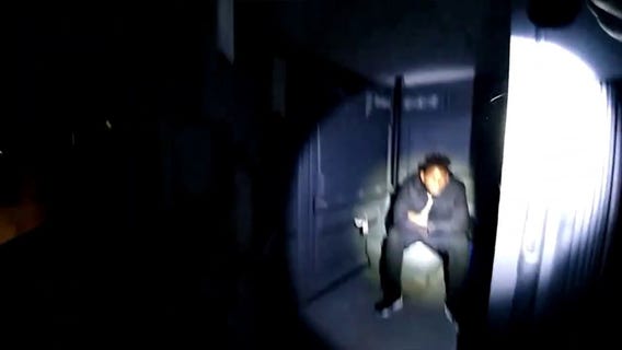 Fontana PD body cam footage shows officer shooting man hiding in portable bathroom