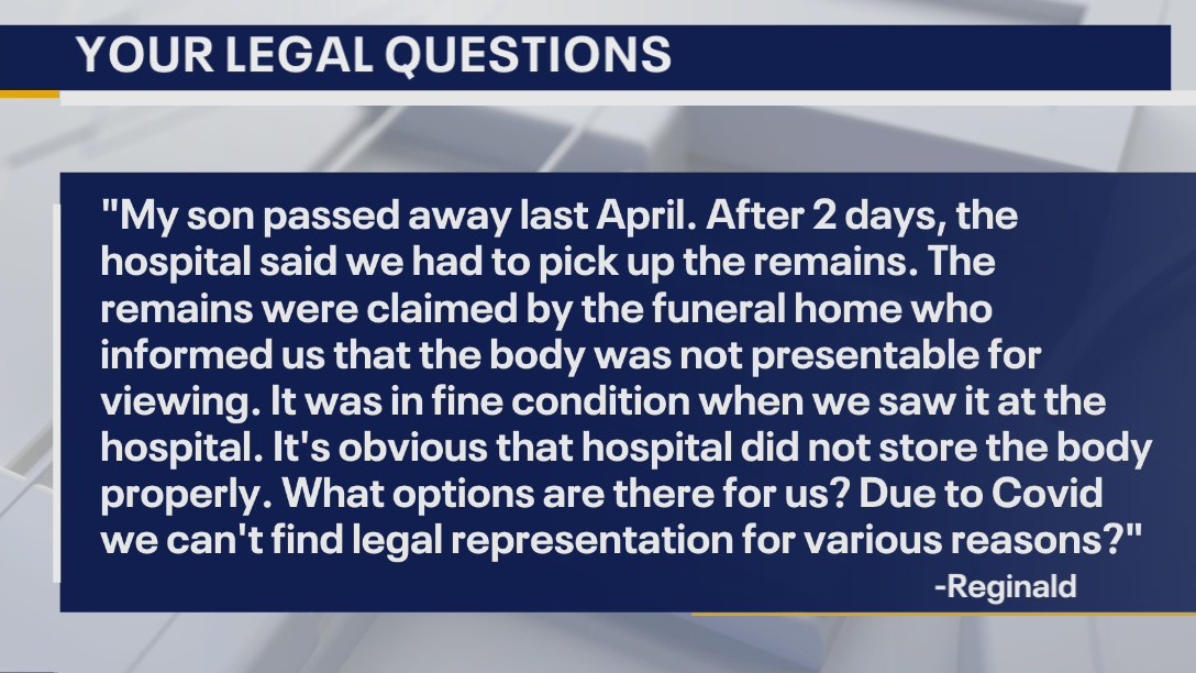 Your Legal Questions: Legal representation against hospital; hurt at work; apartment repairs