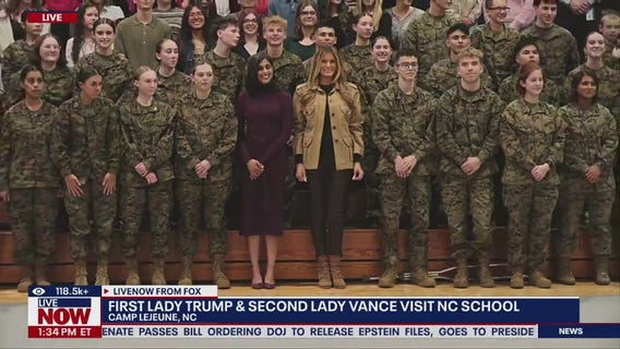 Melania Trump & Usha Vance visit troops in North Carolina