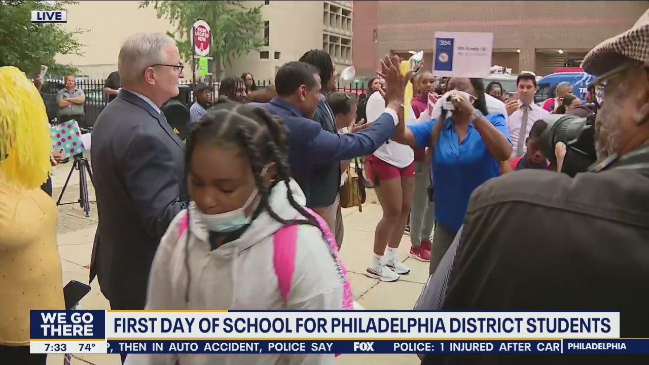 Students celebrate the first day of school in Philadelphia