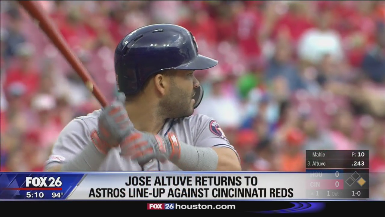 Jose Altuve returns to Astros line-up against Cincinnati Reds