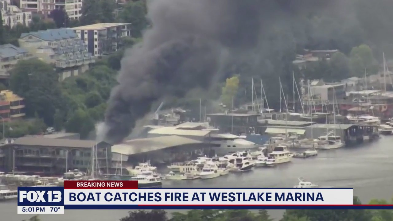 Boat catches fire in Seattle marina on Lake Union