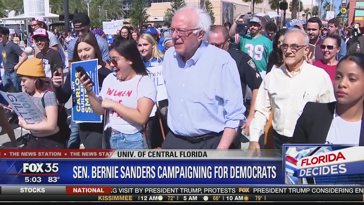 Sanders knocks Trump at Orlando rally for Gillum