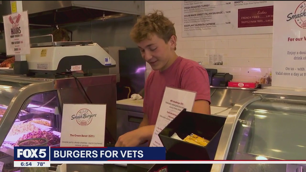 Long Island teen serving free burgers to active duty service members and vets
