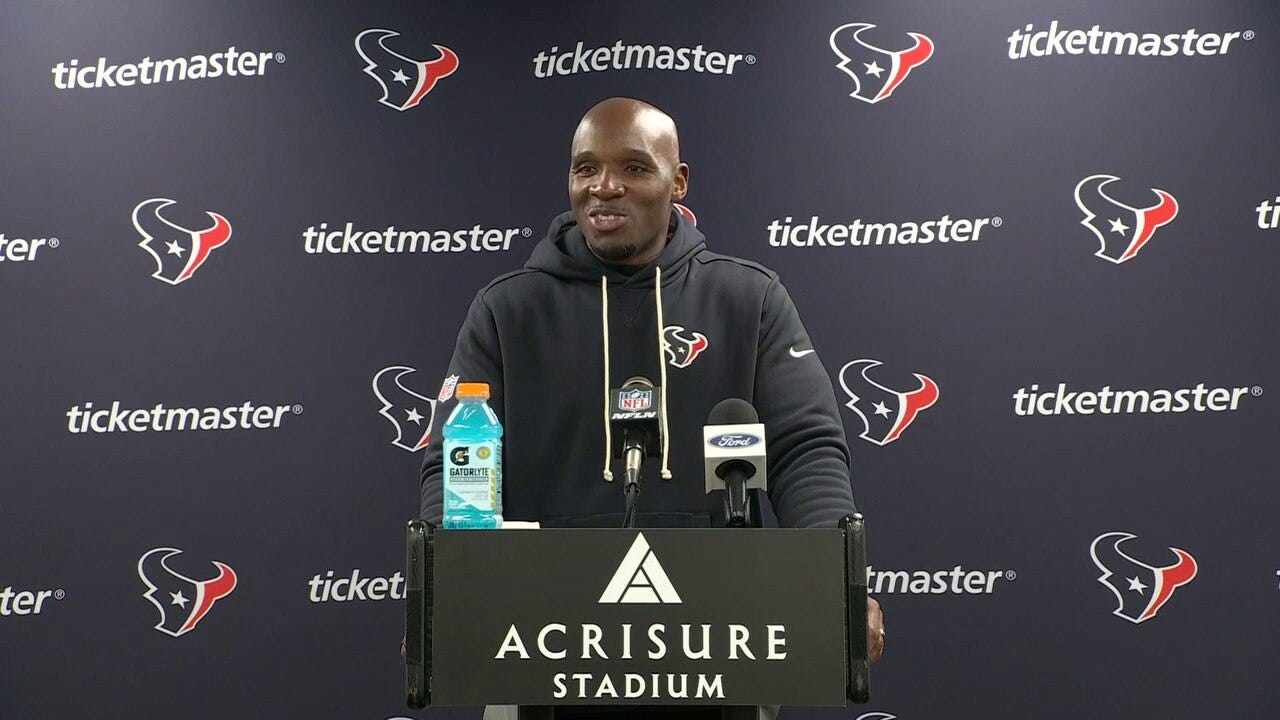 Houston Texans Head Coach Demeco Ryans talks following Wild Card playoff win