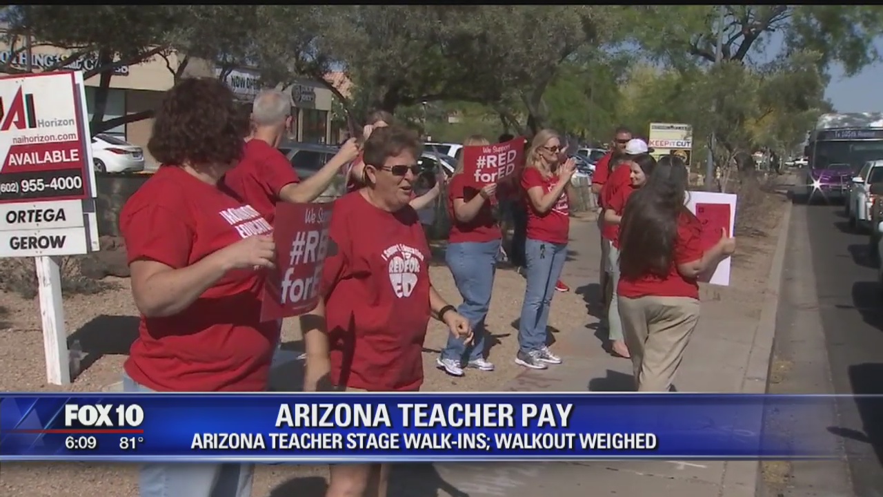 Arizona teachers stage walk-ins; walkout weighed