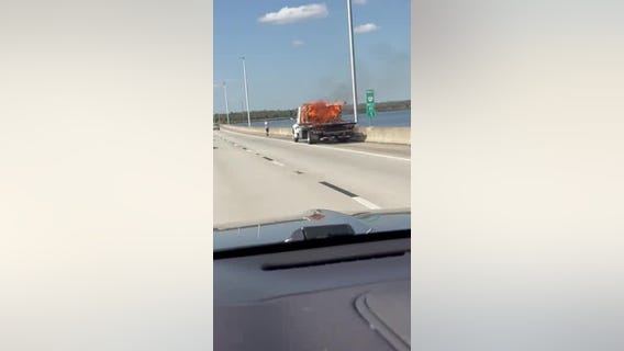 Car on fire blocks traffic in Seminole County