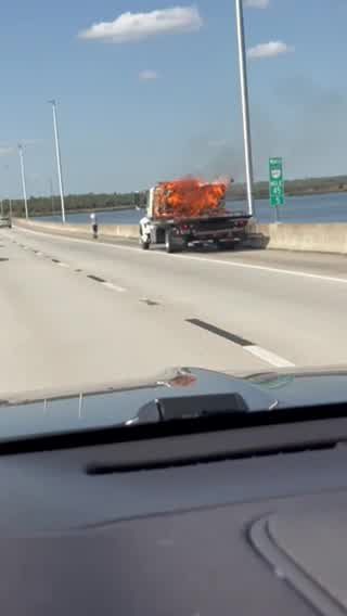 Car on fire blocks traffic in Seminole County