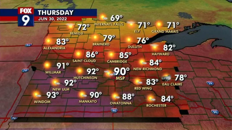 Wednesday's forecast: Sunny and hot with highs in the 90s