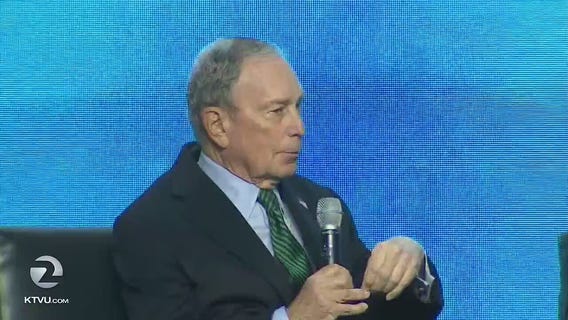 Michael Bloomberg makes campaign stops in Stockton, San Francisco.,